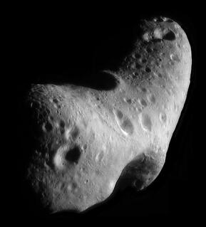 Mosaic of the asteroid Eros northern hemisphere made by NASA.